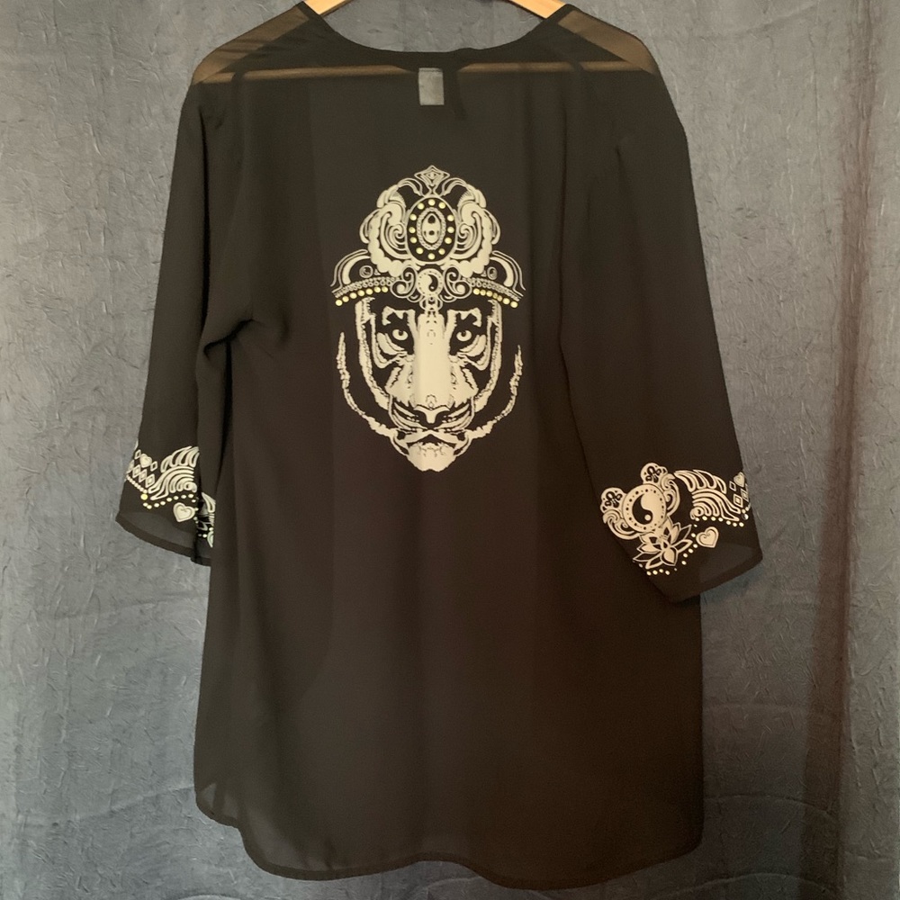 H&M Divided Black Sheer Kimono Duster Size 4